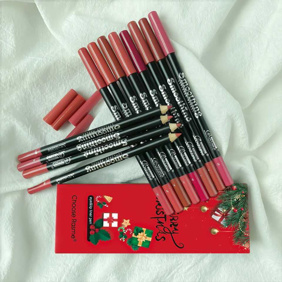 Bare brown lip pencil line matte smooth waterproof lipliner durable non stick cup lipstick pen beauty makeup Christmas boxXJ241209