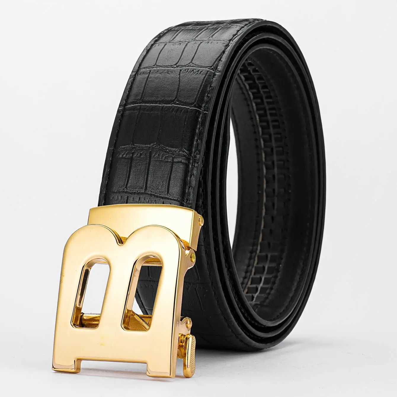 2024 Men's automatic first layer cowhide embossed belt men's business youth belt X241209