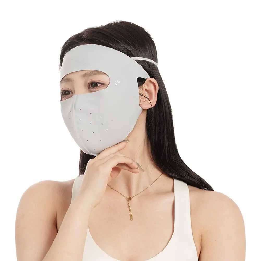 3pcs1PC Summer Ice Silk Sunscreen Mask Full Face Sun Protection Mask Forehead Thin Section Breathable Anti Ultraviolet Face MaskXJ241209