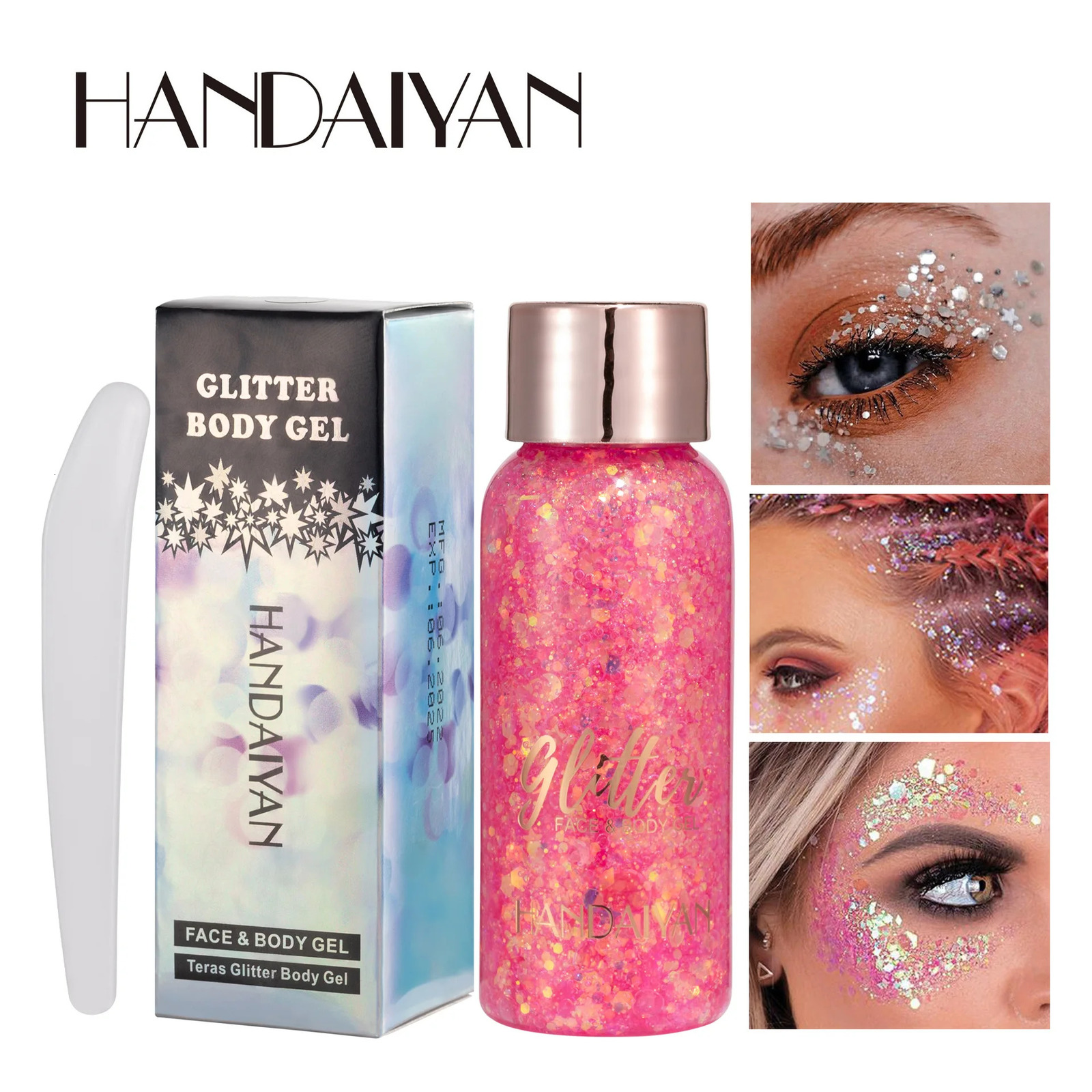 Handaiyan Eye Glitter Nail Hair Body Face Stickers Gel Art Loose Sequins Cream Diamond Jewels Rhinestones Makeup Party Festival 241209