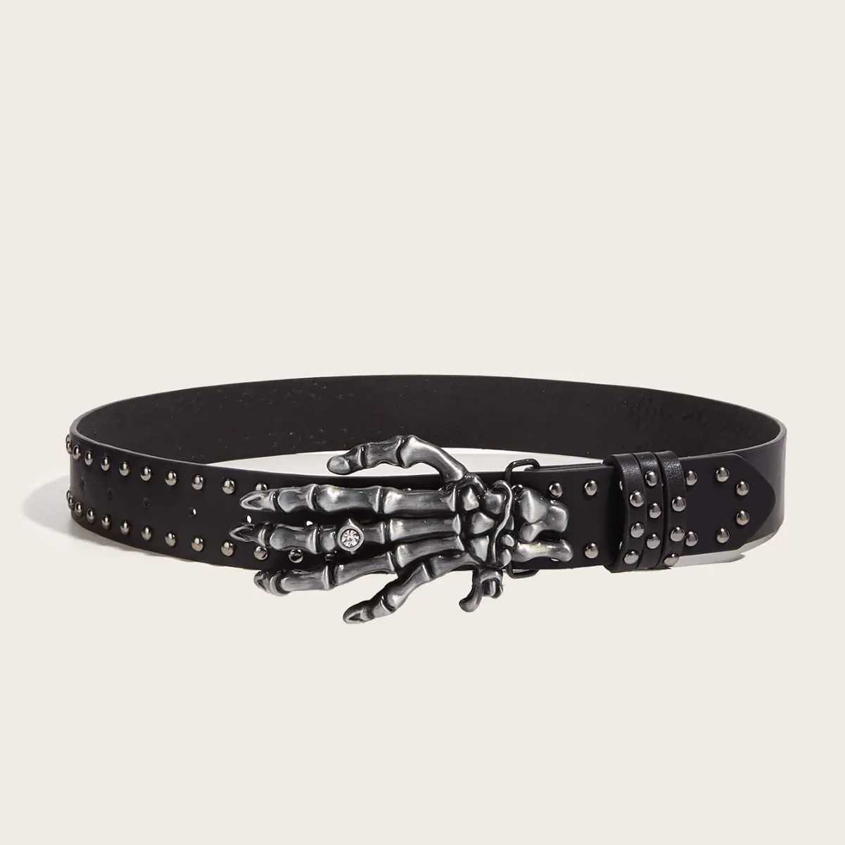 Halloween Skeleton Hand Strap Skeleton Casual Gothic Mens Strap Retro Snap Button Bead Hip Hop Rock Cowboy Decorative Punk Strap X241209