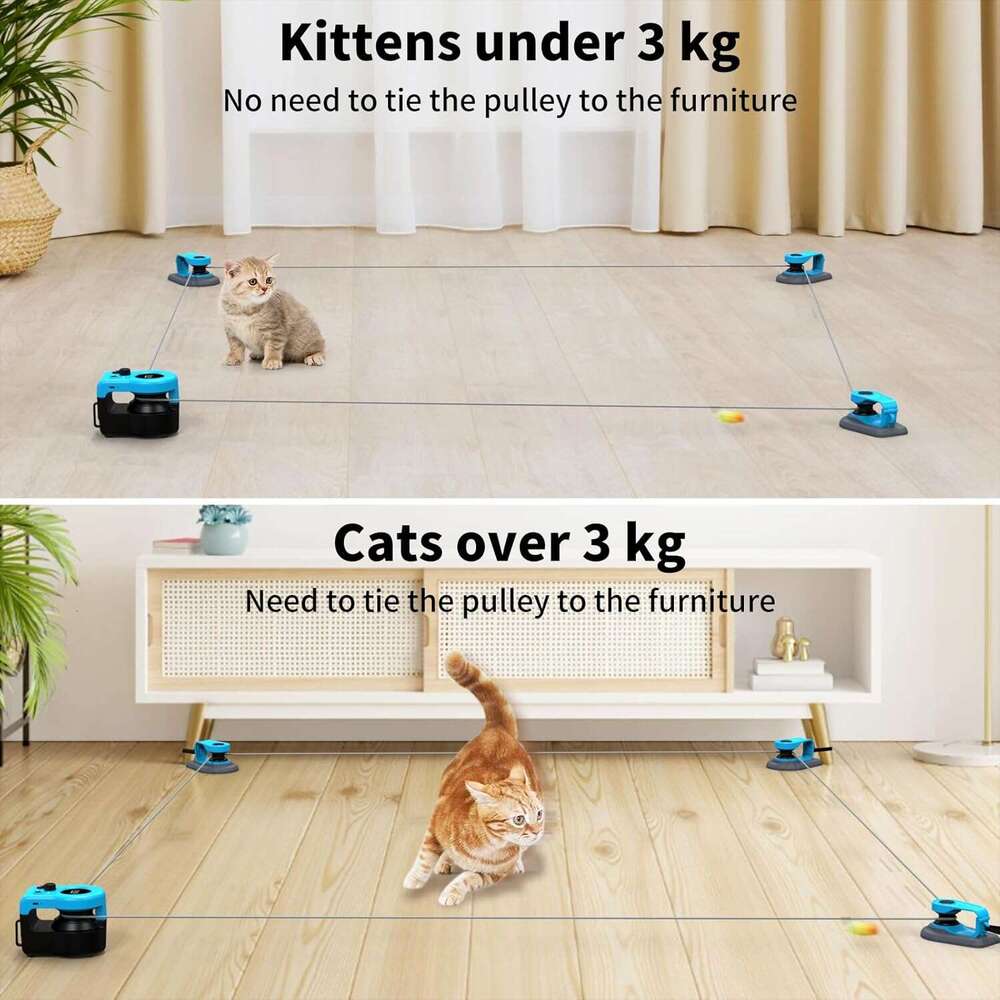 Upgraded AsFrost Interactive Indoor Cats, Feather Toy Treadmill for Bored Kitten Puppy Play Chase Run Exercise, Auto/RC Control DIY Cat Mouse Hunting 