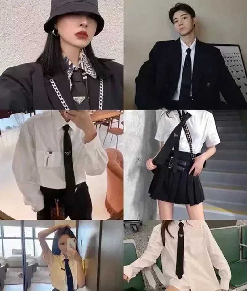 Neck Ties Mens and womens pure black polyester zipper ties are fashionable and convenient suitable for business men and womenH241209