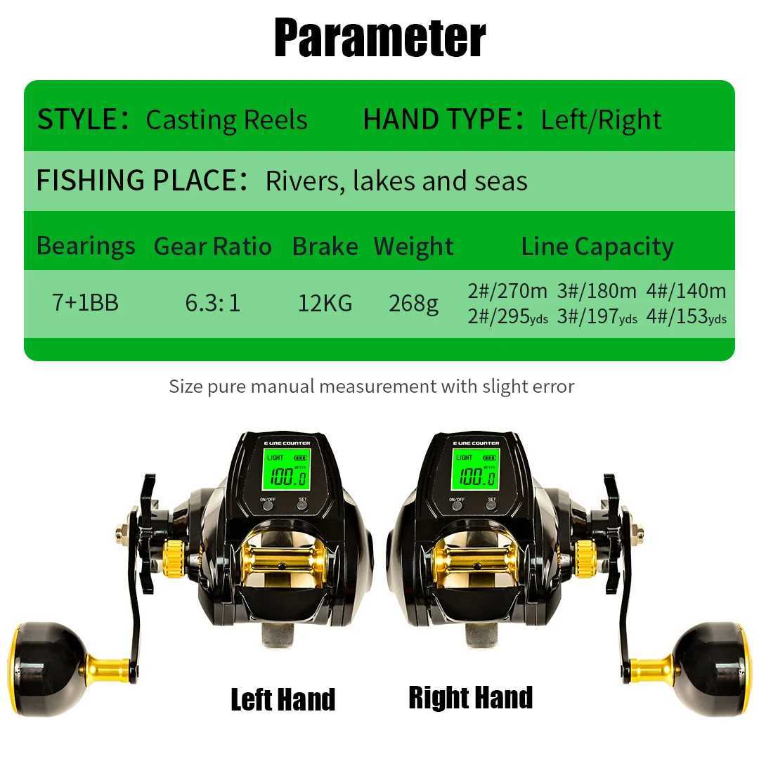 Aluminum Alloy Surf Fishing Reel with Ectronic 6.3 1 High Speed Ratio Powerful 12kg Drag Digital DisplayXJ241209