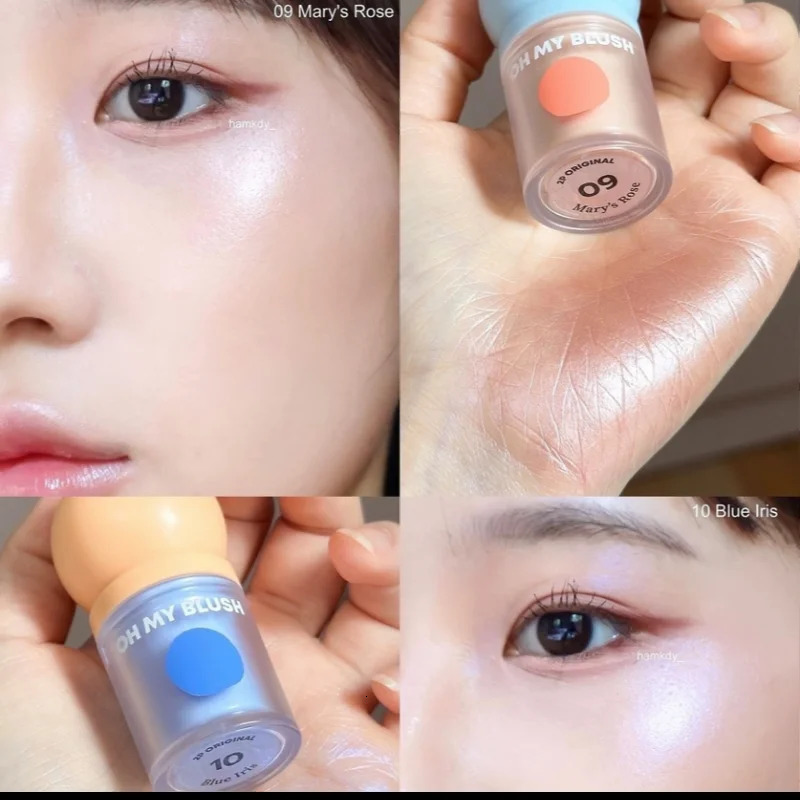 Oh My Blush Brightening Pearlescent Liquid Blush Highlighter Natural Matte Sponge Blush Stick Dot On Your Cheeks Korean Cosmetic 241209