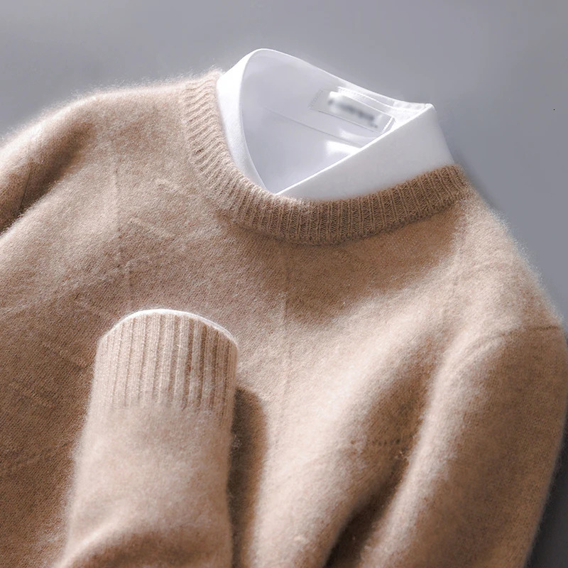 ATTYYWS 100% Merino Wool Mens Zipper O-neck Sweater Casual Knitted Solid Color Autumn/Winter Mens Wool Sweater 241205