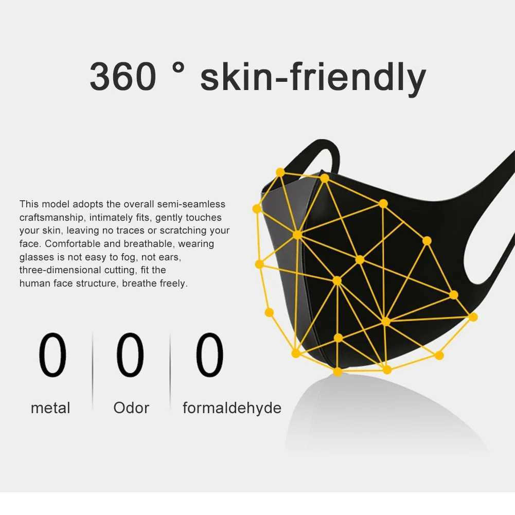 3Pcs Windproof Reusable Washable Mouth-muffle Anti Pollution Face Masks Fashion Face Mouth Mask Summer Ice Silk Cotton Dust MaskXJ241209