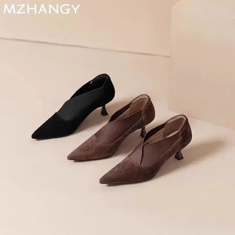 Pointed Toe Women Ankle Boots Suede High Heels Shoes Elegant Sexy Stilettos Women Trend Fashion Pumps Dress Snow Botas Mujer 241209