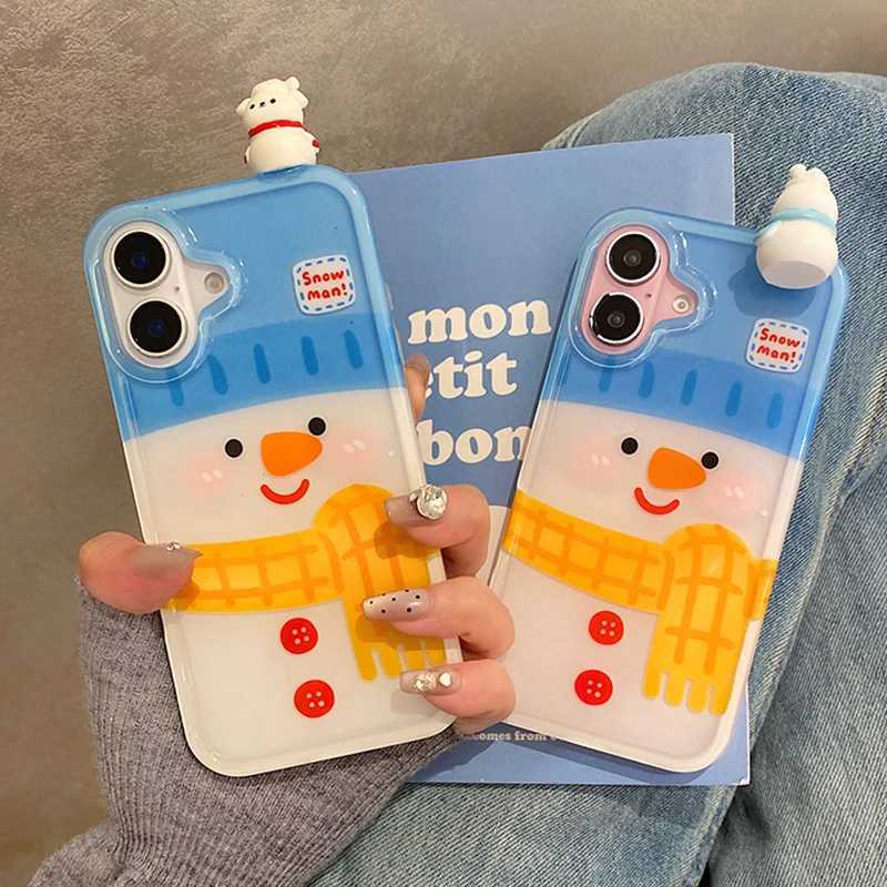New Arrival Cute girl Christmas gift snowman doll phone case iPhone 16 Pro Max 15 14 13 soft silicone back cover Z241209