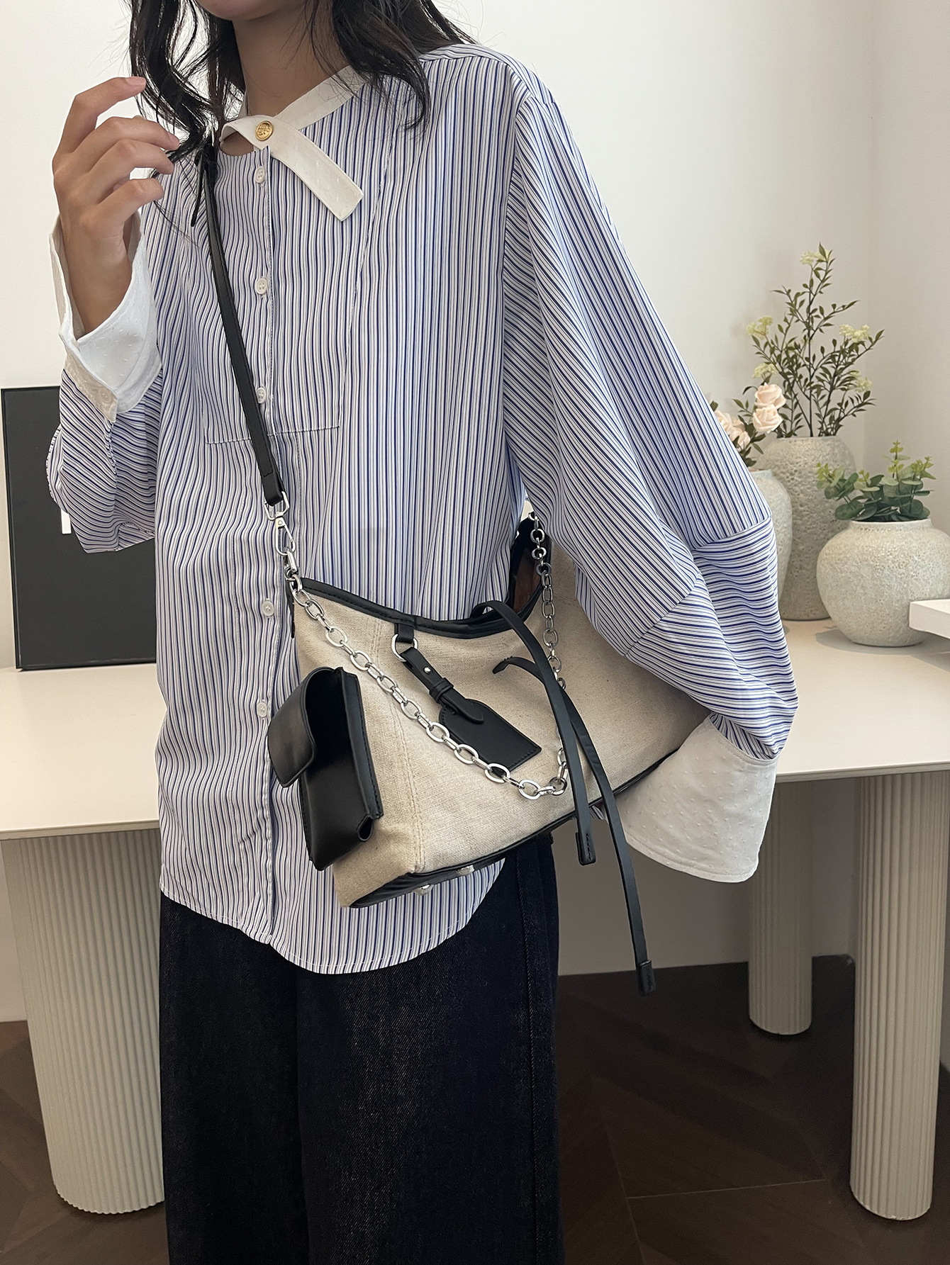 Designer Free Shipping Bag Shoulder Bags Canvas Splicing Large Capacity Tote Underarm Bag Fashion