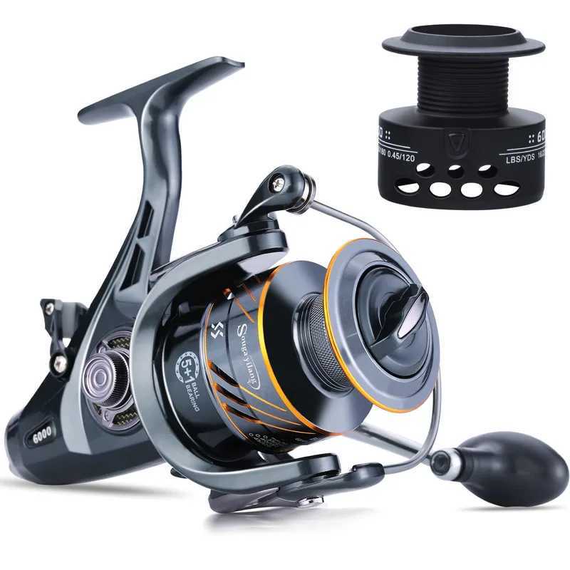 Sougayilang 5+1BB Fishing Reel 4000/6000 Series with Free Spool Spinning Reel 10KG Caon Fiber Drag Power Carp Fishing TacksXJ241209