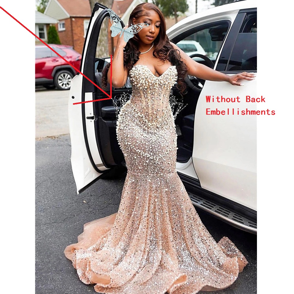 Strapless Sequined Prom Sweetheart Beaded Evening Gown Formal Ocn Dress Party Women Customized Dresses 6660312
