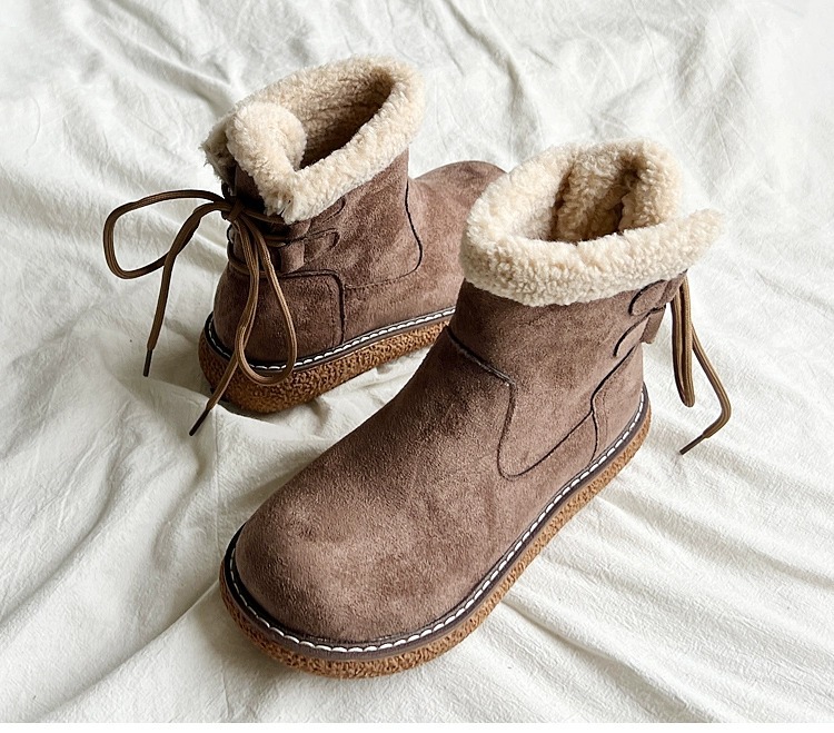 Women Boots:New Fashion Cotton Shoes 2024 Winter Warm Anti-slip Snow Boots Velvet Short Boots,Light Tan/Khaki/Beige,Free shipping