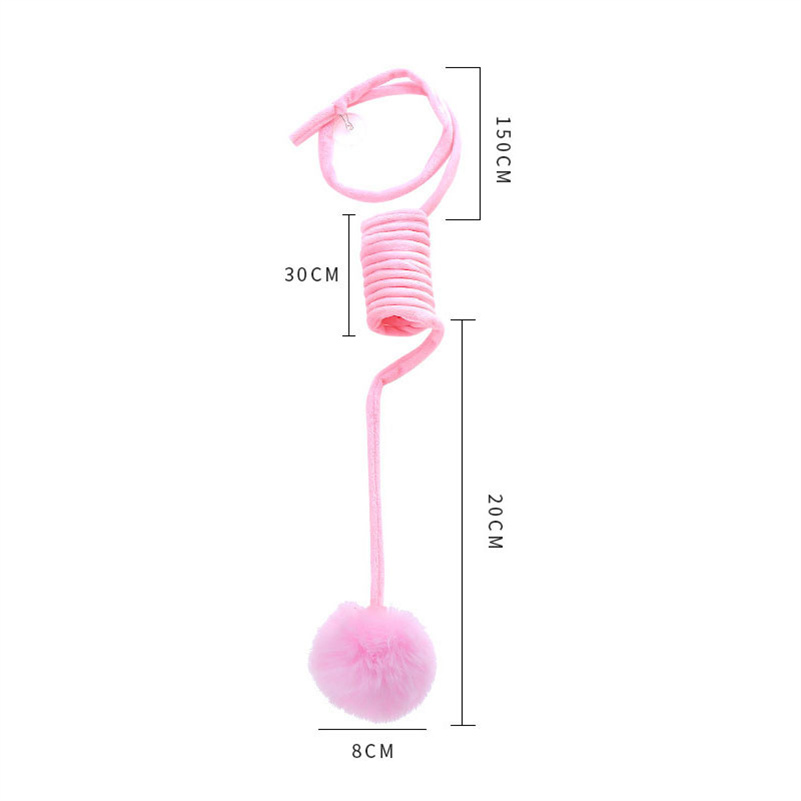 Pet Toy Funny Interactive Cat Stick Spring Rope Ball Plush Toy Play Training Cat Supplies
