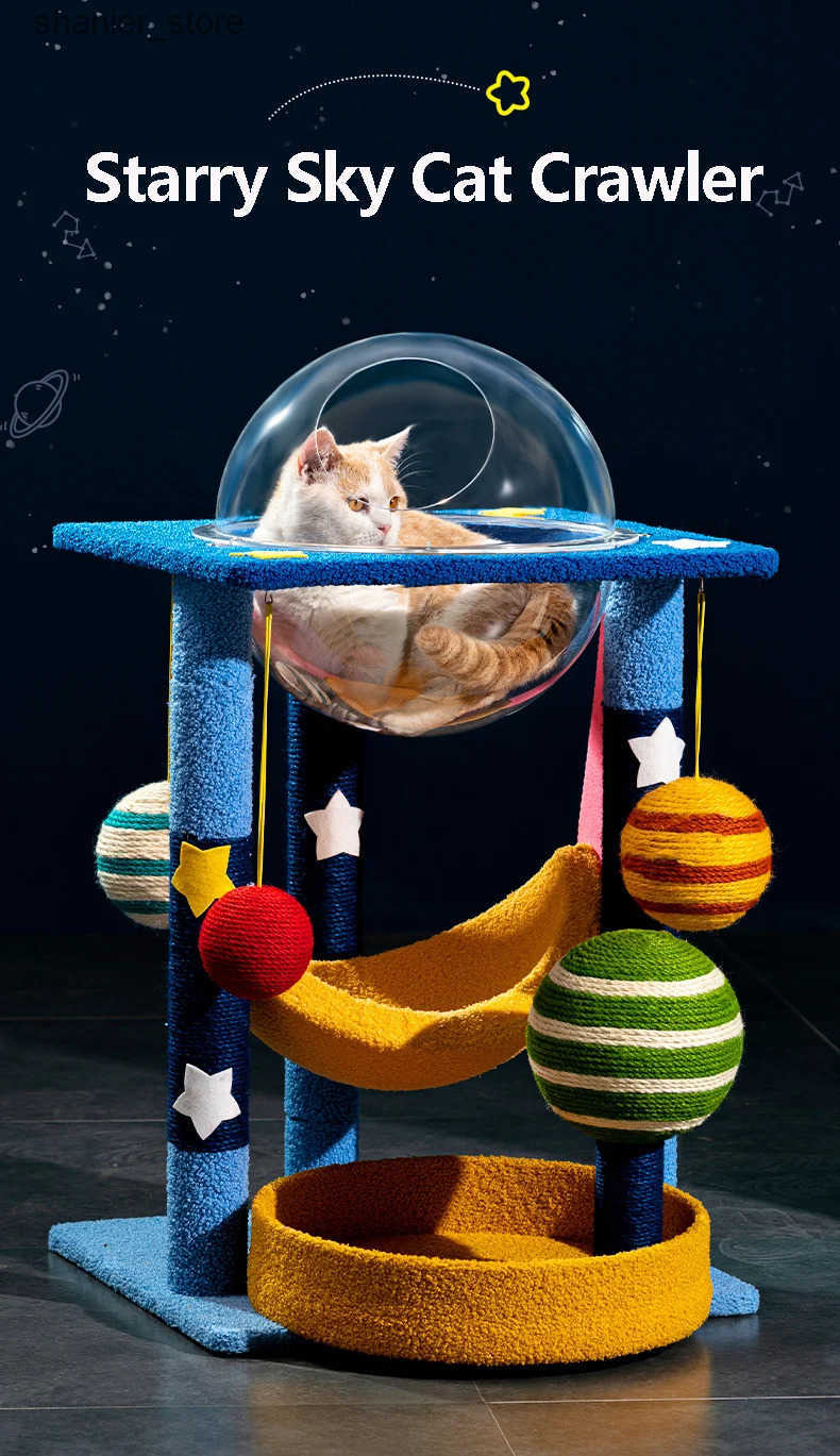 Cat Floor-to-Ceiling Cat climbing frame cat scratch board integrated wear-resistant cat frame vertical sword pole scratch column starry sky toy cat Sp