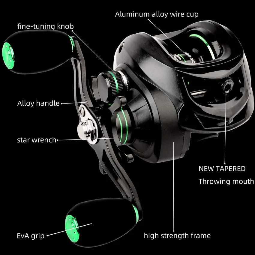 Baitcasting Fishing Reel Max Drag 8Kg Braking Ultra Light Wheels 7.2 1 Gear Ratio for Bass Freshwater Casting Carp Lure FishingXJ241209