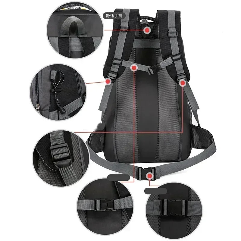 60L Sports Backpack Outdoor Backpacks Waterproof Sports Bags Camping Hiking Travel Rucksack Trekking Bag For Men and Women 241209