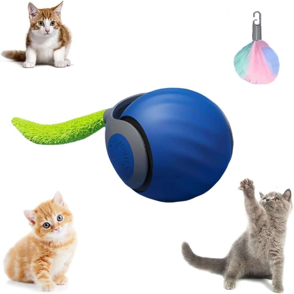 2.0, Speedy Toy, Interactive for Indoor Cats, Automatic Moving Toy USB Rechargeable Smart Cat Toys Ball, Two Speed Adjustment, with Replacement Tail (