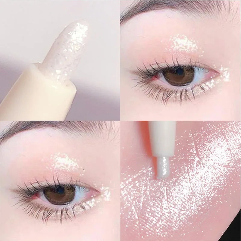 Glitter Silver Lying Silkworm Pen Color Natural Brightening Eye Shadow Pencil Shimmer Glue Eyeliner Waterproof Korean Makeup 241209