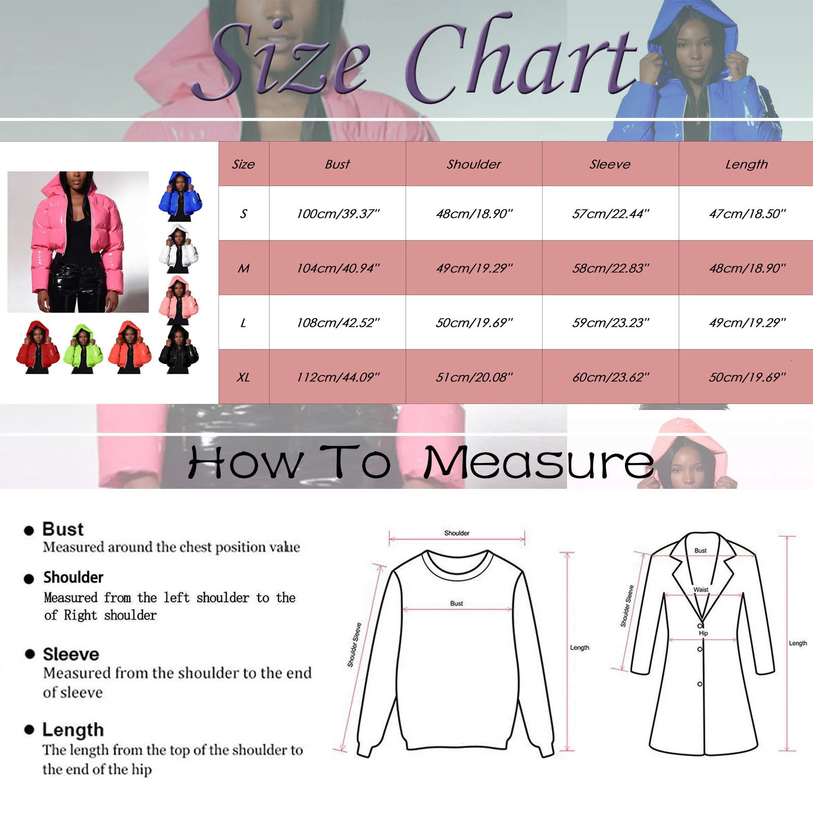 Womens autumn and winter warm short shiny padded hooded leather womens jacket with cover zipper OK 241209