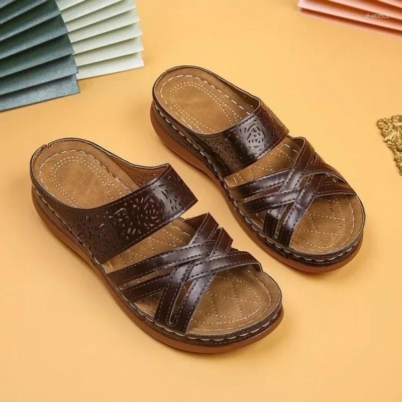 Sandals Women Summer Shoes Elegant Low Heels Slippers atos Mujer Wedge Heeled Female zhanyishengli