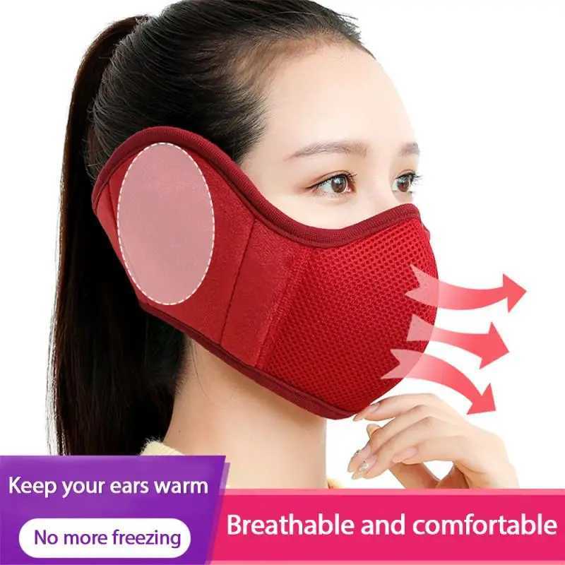 3pcsWinter Half Face Mask Cycling Camping Ski Face Mask Polar Fleece Warm Mask Earmuffs Open Breathable Mask Windproof NeckXJ241209