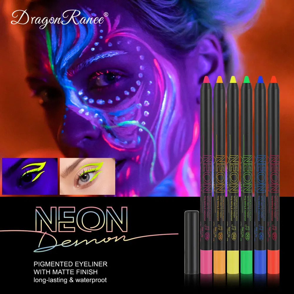 Fluorescence Blue Eyeliner Gel Waterproof Luminous UV Light Neon Eyeliner Pen Yellow Green Pink Color Eye Shadow Cream Make Up 241209