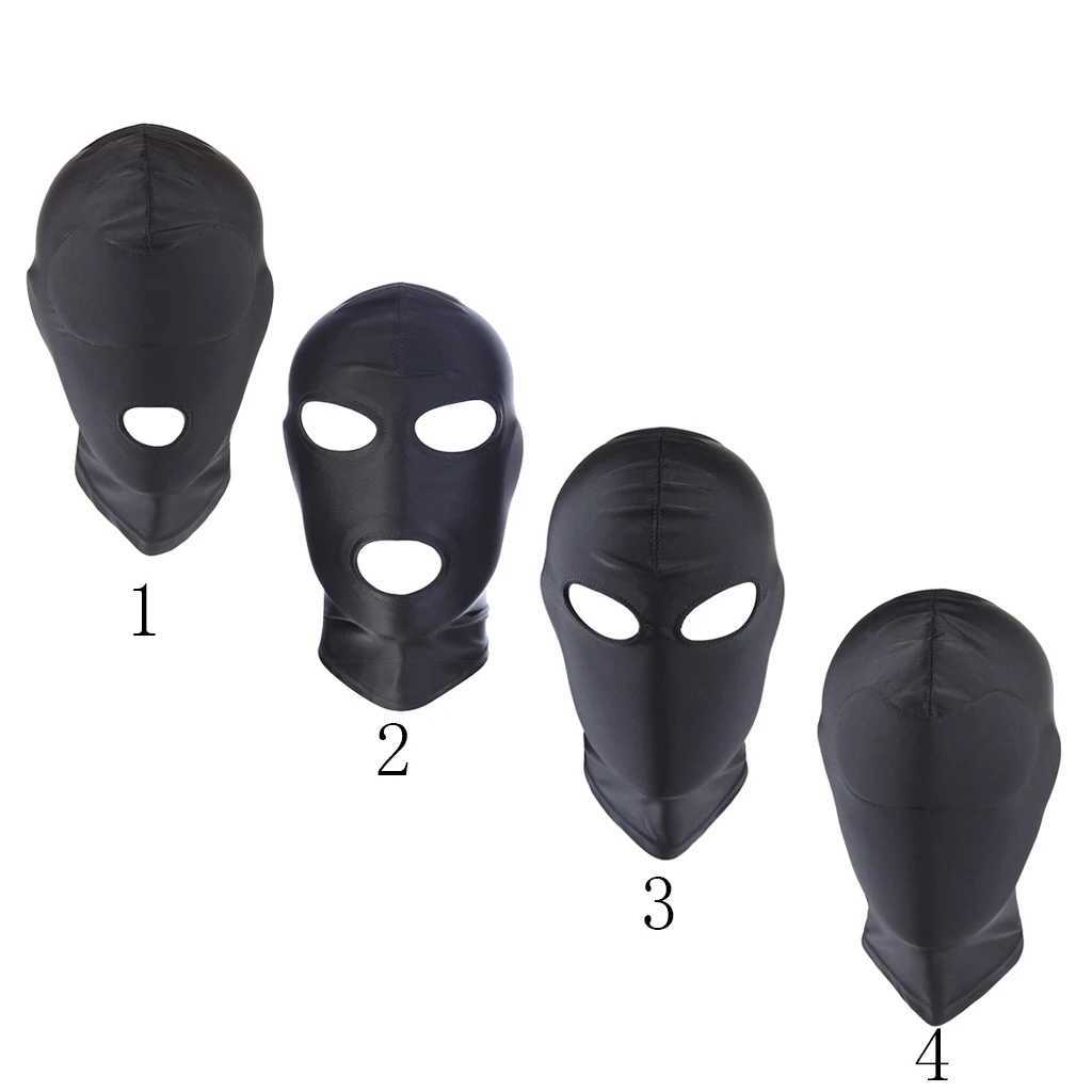 3pcsUnisex Breathable Black Full Face Cover Spandex Zentai Costume Mask Hoods black cool man woman face maskXJ241209