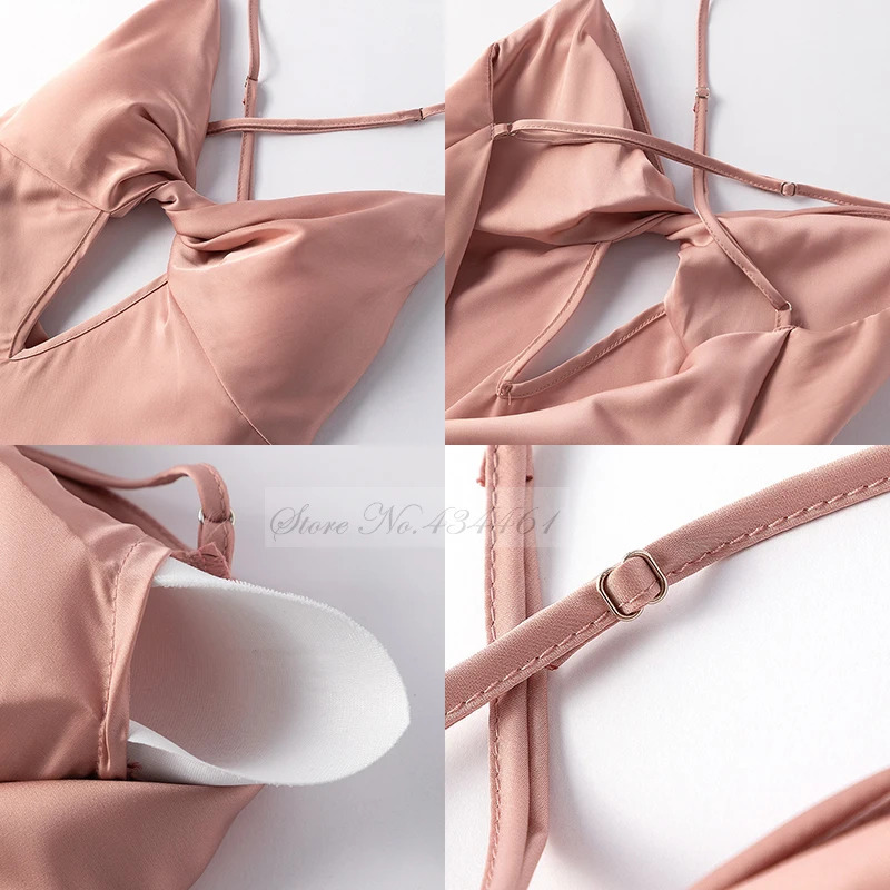 Female Nightdress Sexy Backless Spaghetti Strap Nightgown Sleepwear Spring Summer Nightwear Loose Silk Satin Home Dress Lingerie 241209