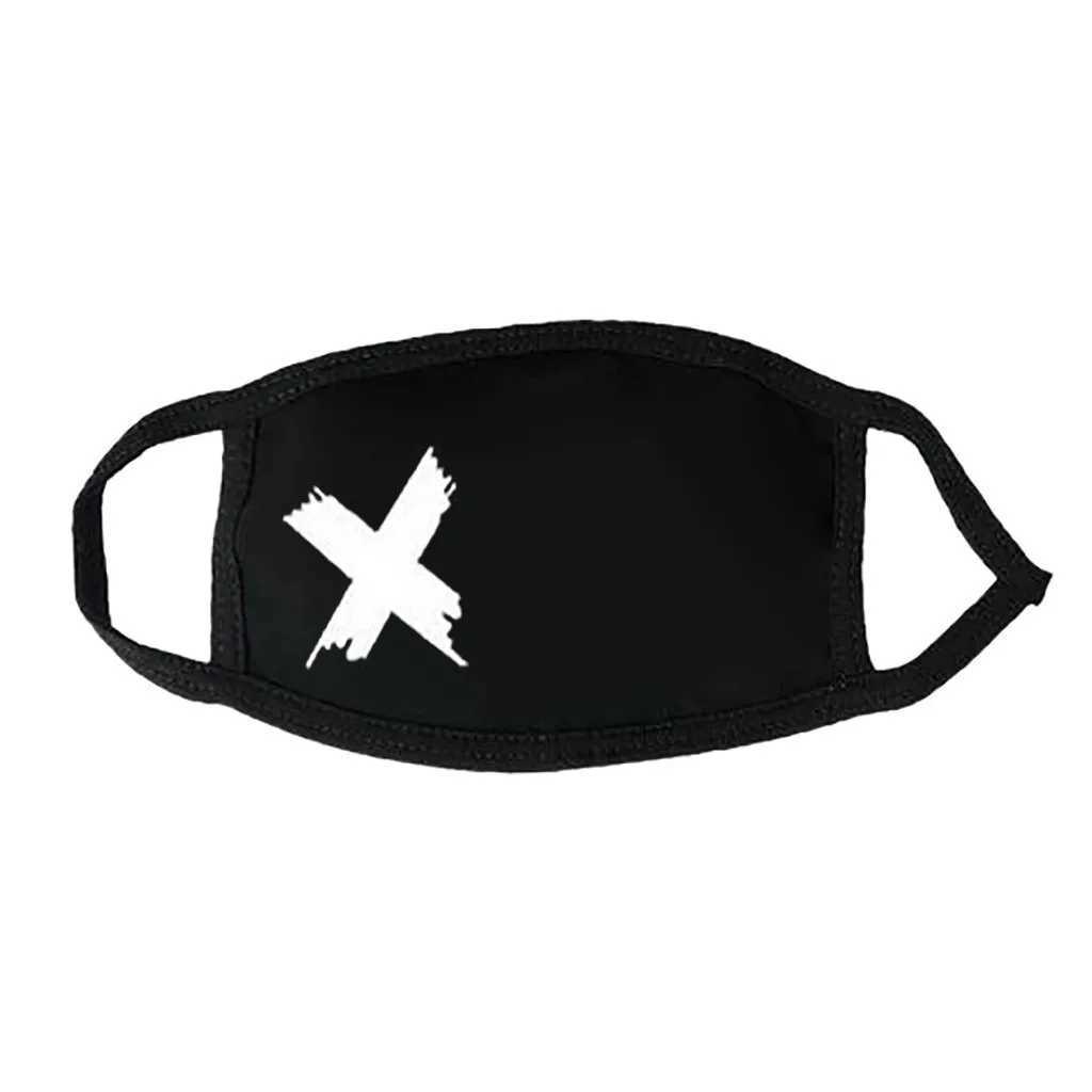 3pcs1pc Unisex Skull Print Lovely Face Mask Reusable Black Cotton Adulte Cosplay Men Women Cartoon Expression Teeth Muffle ChanyeolXJ241209