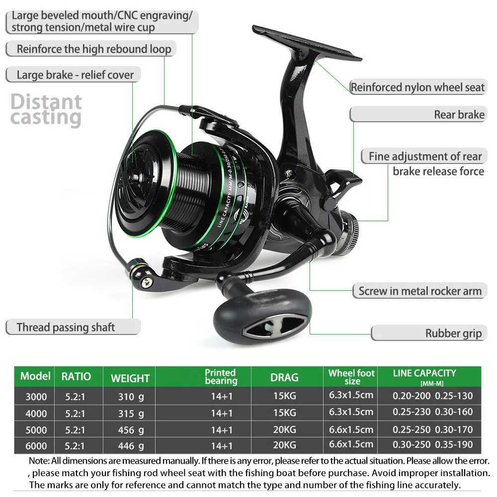 AWA 3000 6000 Doub Brake Design Fishing Reel Super Strong Carp Fishing Feeder Spinning Reel Spinning wheel fishing wheelXJ241209