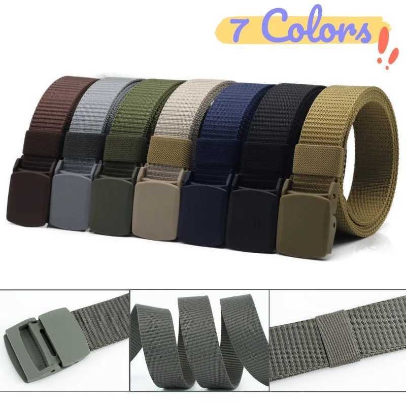 Fashion outdoor sports nylon strap mens adjustable elastic military tactical strap canvas decorative strap plastic buckle X2412091