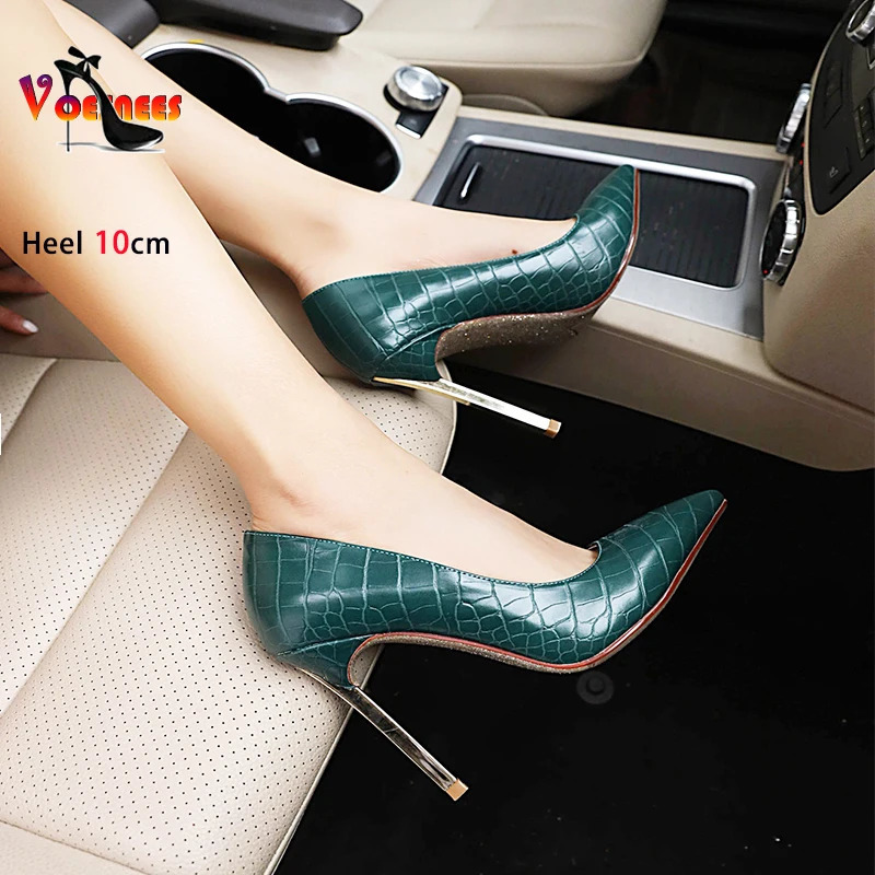 Autumn Lady Pointed High Heels 10CM Stiletto Woman Shallow Mouth Single Shoes Party Shoes Plus Size 43 Classic Women Pumps 241209