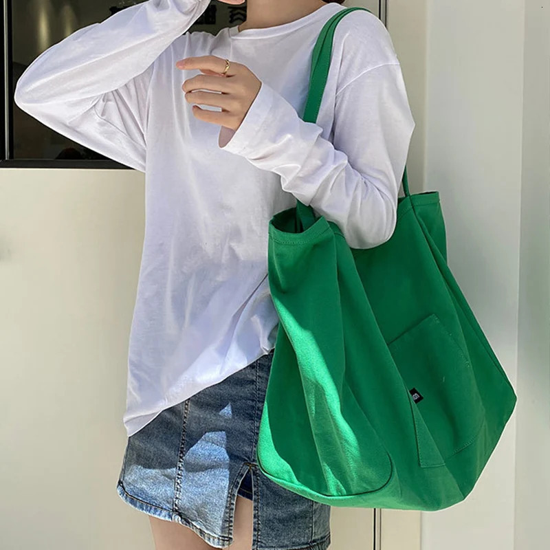 Korean style Canvas Tote Bags For Women Large Capacity Handbag Casual Shoulder Bag Shopping Gilr Purse bolsa feminina 241203