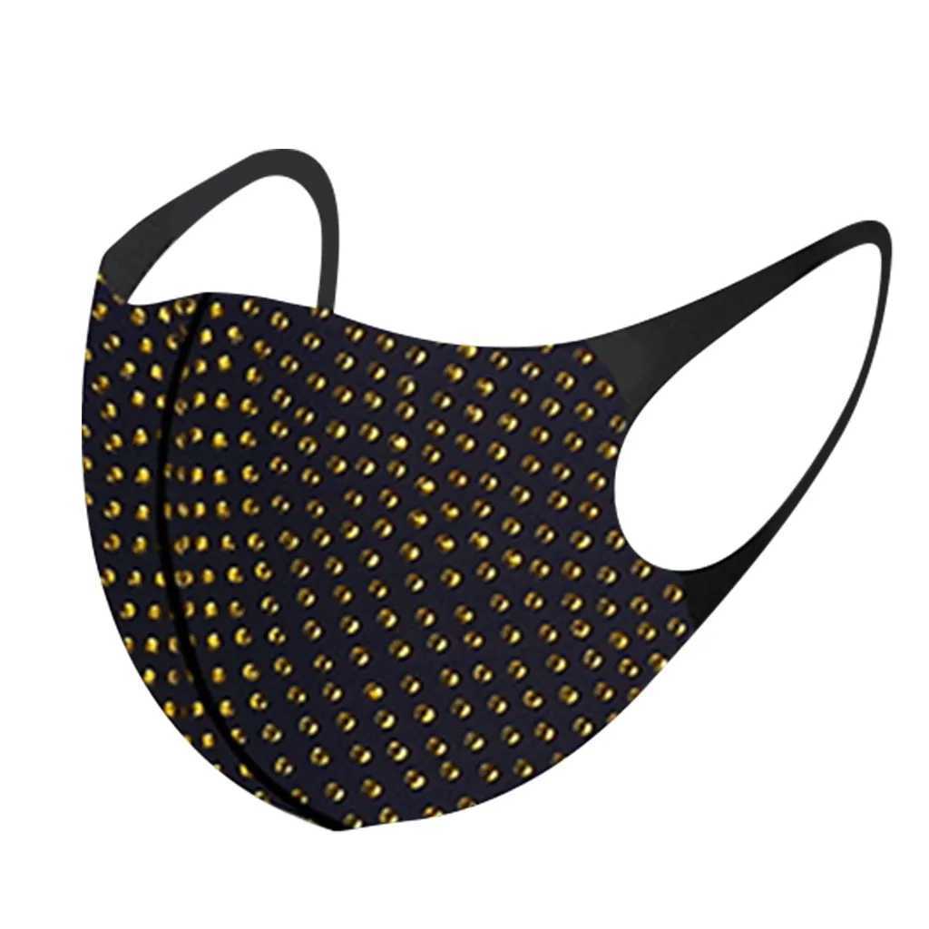 3pcsFashion Women Men Shiny Diamond Reusable Breathable Safe Protection Mask Reuse Cotton Face Mouth Mask Mascarillas AdultosXJ241209