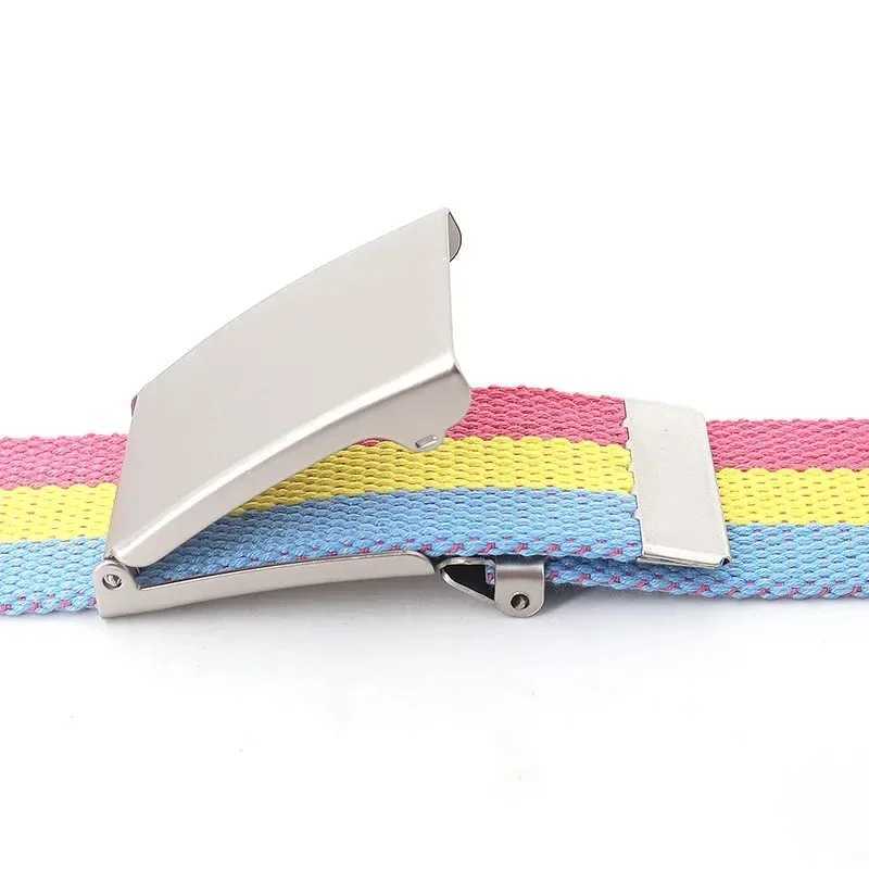 Striped canvas belt jeans waist belt adjustable belt outdoor travel - metal buckle belt for warm Mticolor X241209