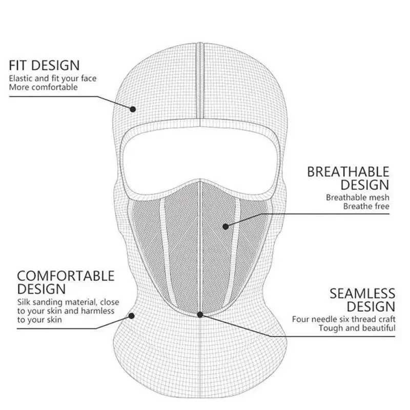 3pcsMotorcycle Full Face Mask Balaclava For Men Women Breathable Weather- Resistant Riding Sports MaskXJ241209