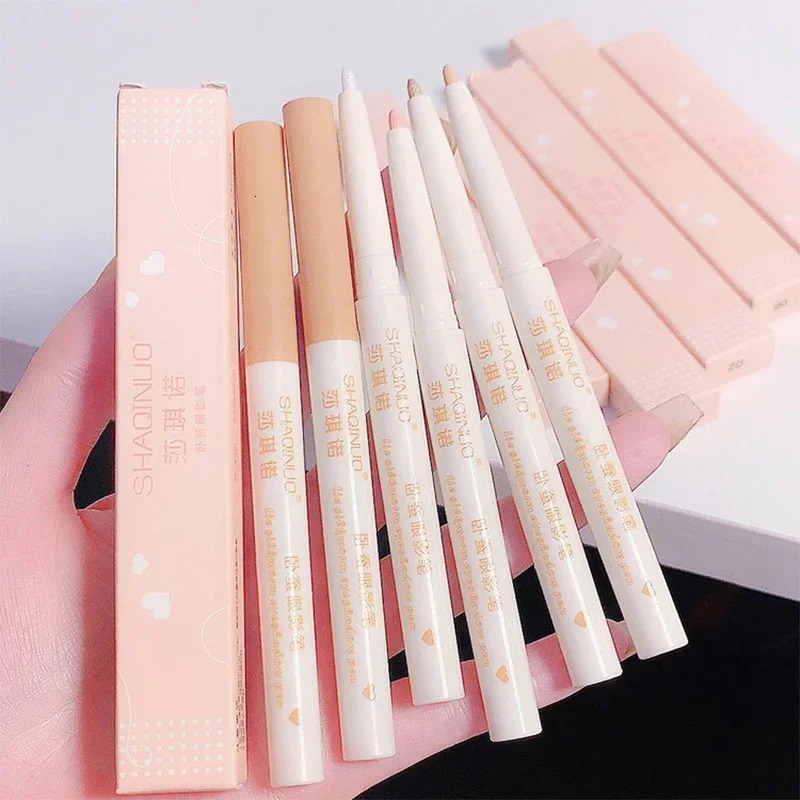 Glitter Silver Lying Silkworm Pen Color Natural Brightening Eye Shadow Pencil Shimmer Glue Eyeliner Waterproof Korean Makeup 241209