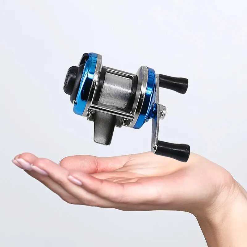 2024 Mini Fishing Reel Winter Fishing Doub Rocker Arm MetalMain Belt LineXJ241209