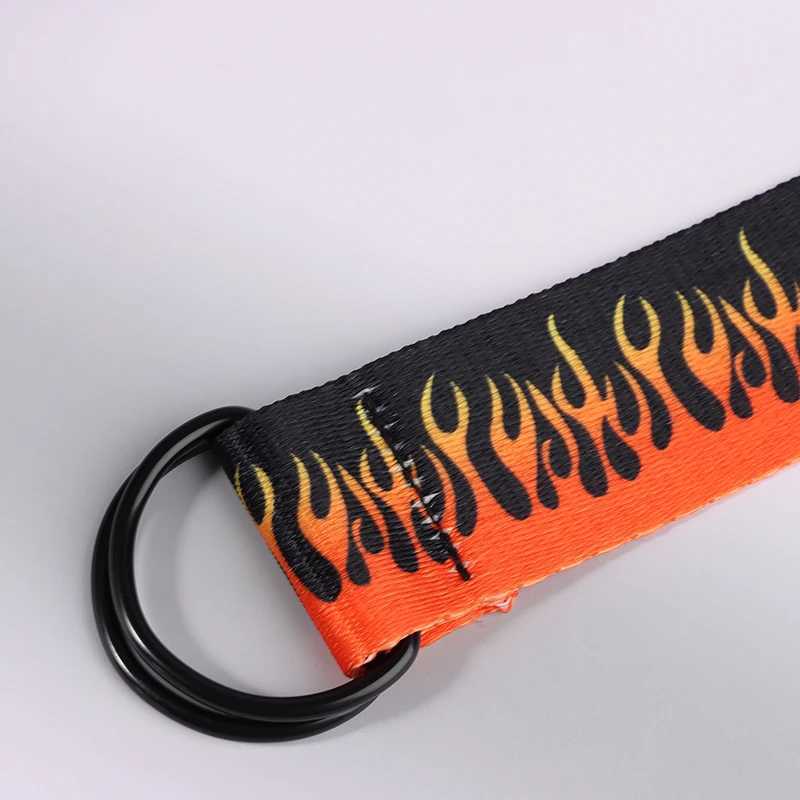 Hip Hop Fashion Mens Canvas Strap Personalized Casual Flame Strap Designer Strap Denim Strap Punk X2412091