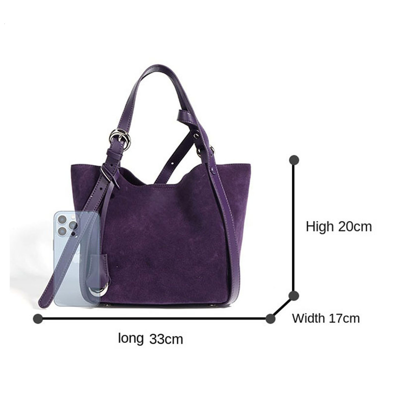 Leather Handbag Trendy Women Tote High Quality Basket Bucket Retro Matte Suede Shoulder Crossbody Bag