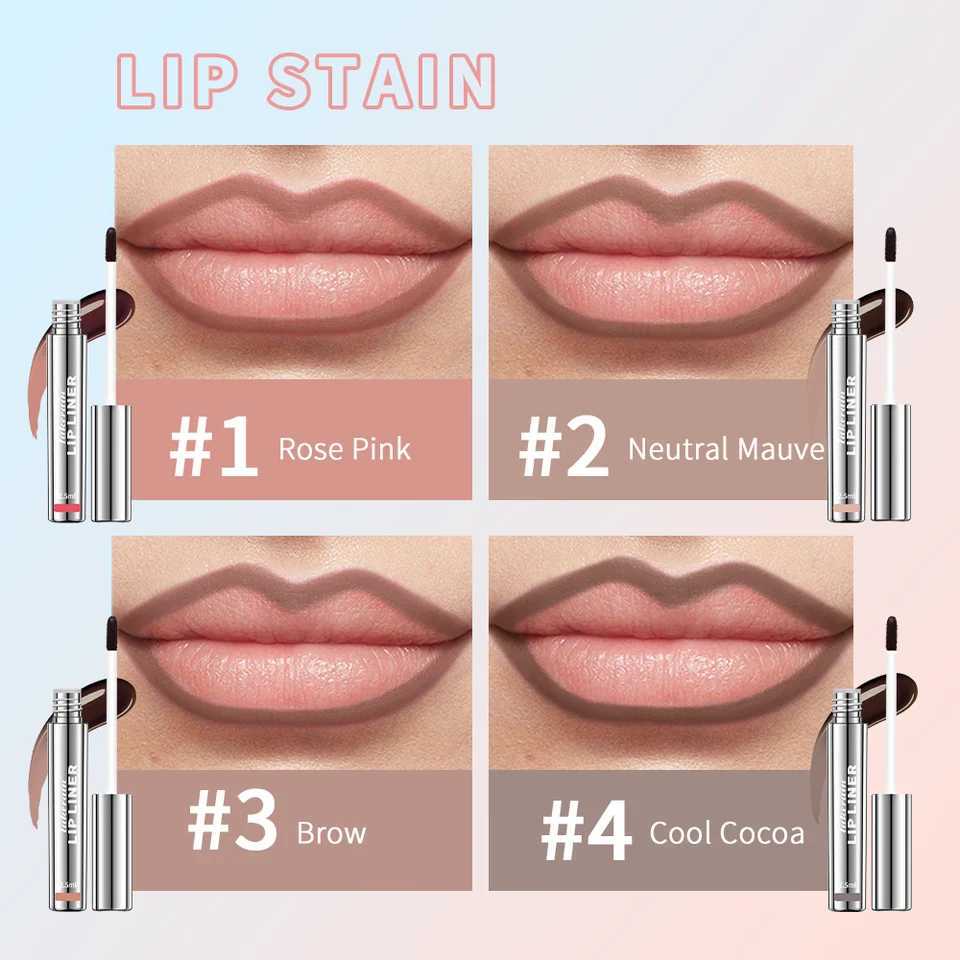 4 Colors Lip Liner Peel Off Tattoo Lipgloss Waterproof Long Lasting Matte Lip Tint Brown Contour Tear-off Lips Stain CosmeticXJ241209