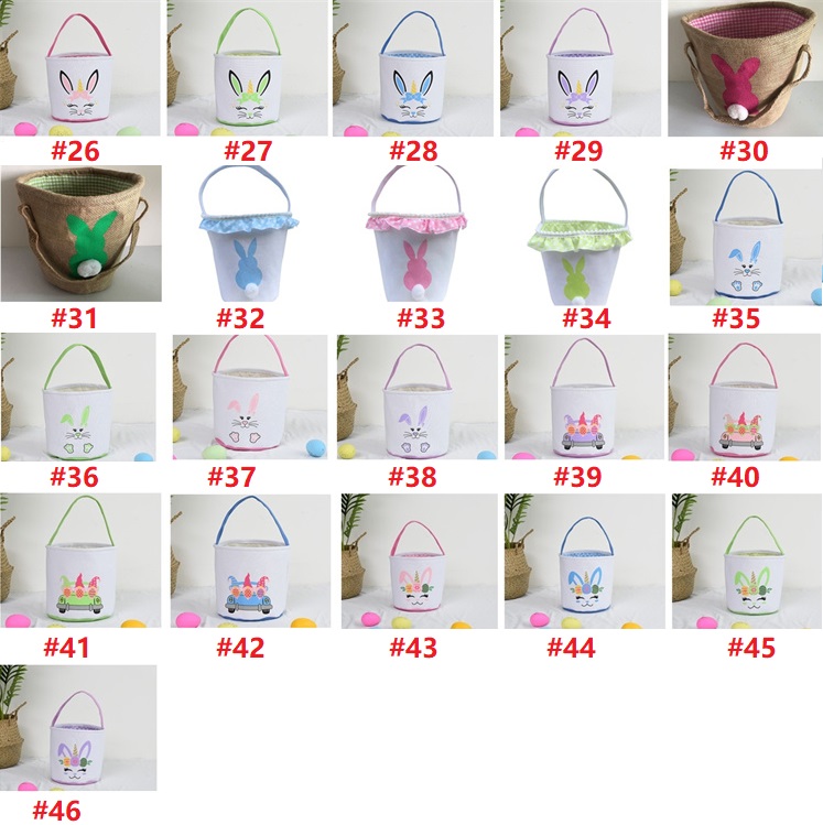 Easter Rabbit Basket Easter Bunny Bags Rabbit Printed Canvas Tote Bag Egg Candies Baskets LT1558