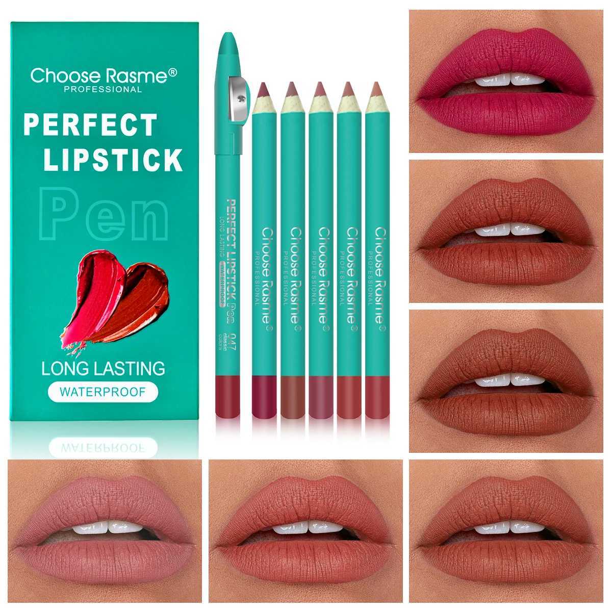 6color Waterproof Lasting Wooden Matte Lip Liner Pencil Natural Lips Makeup Nude Pink Lip Liner Outline The Lips Contour MakeupXJ241209