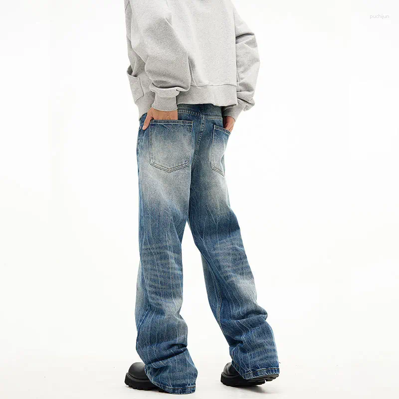 2025 S Fashion Designer Men S Jeans Men Straight Trousers Denim Flare Pants Long Pant Loose Casual Regular Splice Button Pocket High Waist Simple Autu