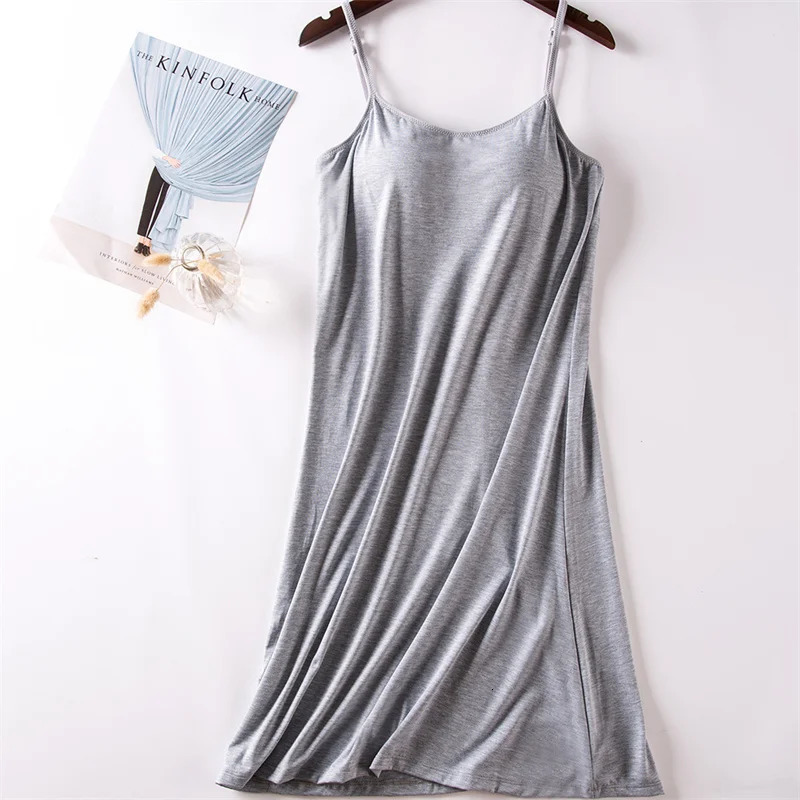 Comfort Soft Nightwear For Women Chest Pad Sexy Sleepwear Night Dress Modal Cotton Summer Nightgowns Female Sling Nightdress 241209
