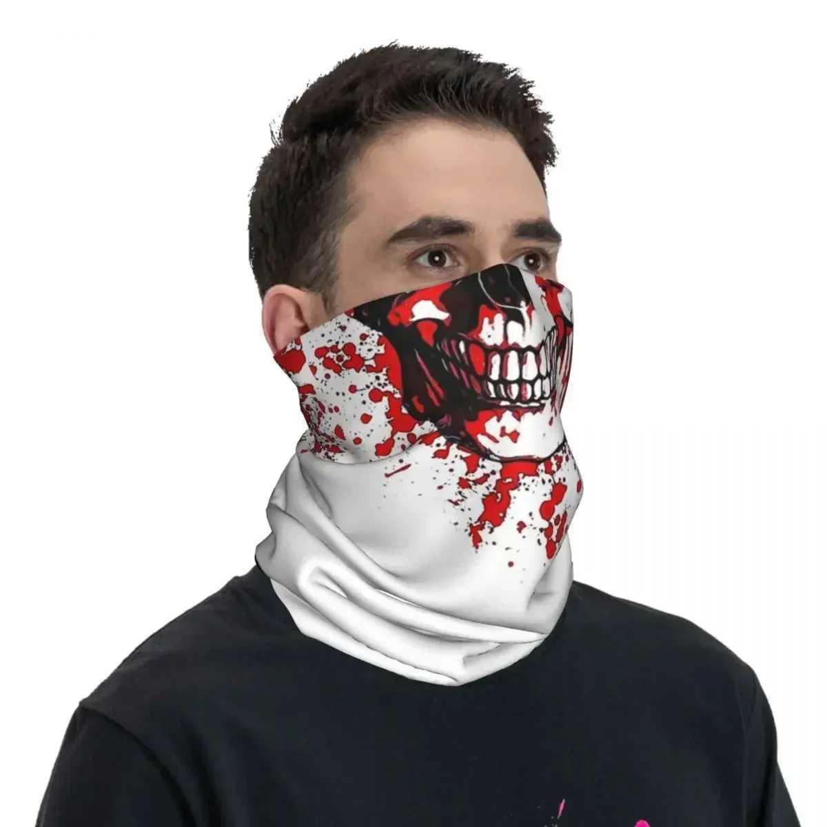 3pcsSkull With Red Blood Stains Bandana Neck Gaiter Printed Mask Scarf Multifunction Headwear Riding For Men Women Adult WindproofXJ241209