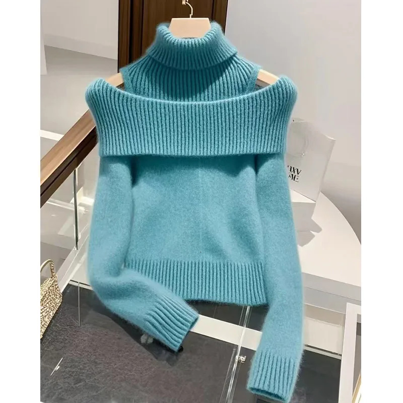 Autumn and Winter Fashionable Turtle Neck Sweater Womens Clothing Retro Simple Wool Knitted Top Elastic Ultra Thin Warm Tensile Strength 241205