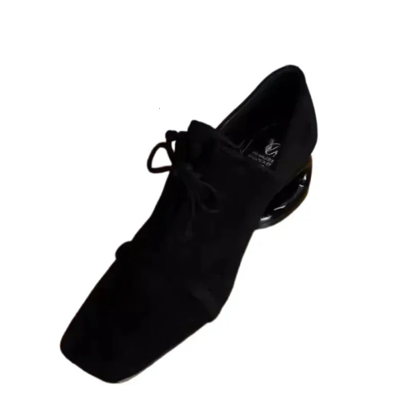 Suede Square Toe Mid Heels Shoes Women Desigenr Chunky Loafers Shoes Trend Fashion Elegant Pumps Dress Mujer De Zapatillas 241209