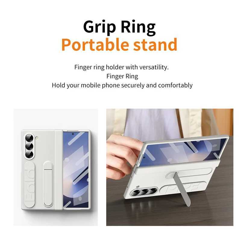 Hot Sale Wristband holder hinge phone case for Galaxy Z Fold 6 5 4 3 with pen slot and S pen screen protector cover T241209
